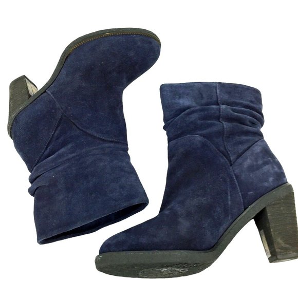 VINCE CAMUTO Parka Navy Blue Suede‎ Slouch Ankle Boots - Picture 7 of 7